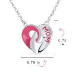 Crystal Accent 3D Interlocking Heart Pendant Necklace for Mom in Sterling Silver - Image 4