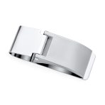 Large Wide Strong Hinged Style Money Clip Card Holder Silver Stainless Steel