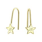 Minimalist Celestial Dangle Earrings in 14K Yellow Gold - USA Patriotic Style - Image 5
