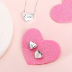 Plain Alphabet Initial Heart Pendant Necklace in Sterling Silver A-AZ Monogram - Image 5