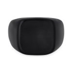 Mens Stainless Steel Monogram Initial Black Signet Ring Polished Matte Finish - Image 2
