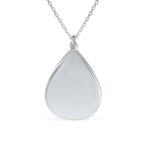 Mother Day Diamond-Cut Bezel Teardrop Word MAMA BEAR Necklace .925 Sterling Silver - Image 2