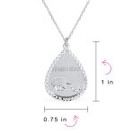 Mother Day Diamond-Cut Bezel Teardrop Word MAMA BEAR Necklace .925 Sterling Silver - Image 4