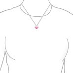 Pink Stripe Heart Words I love You Mom Heart Necklace Pendant .925 Sterling Silver - Image 3