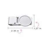 Large Round Hinged Style Money Clip Card Holder for Men Silver Stainless Steel - Image 4