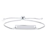 Dainty Blank Name Plated Identification ID Bolo Bracelet .925 Sterling Silver 6-7.5" Adjustable