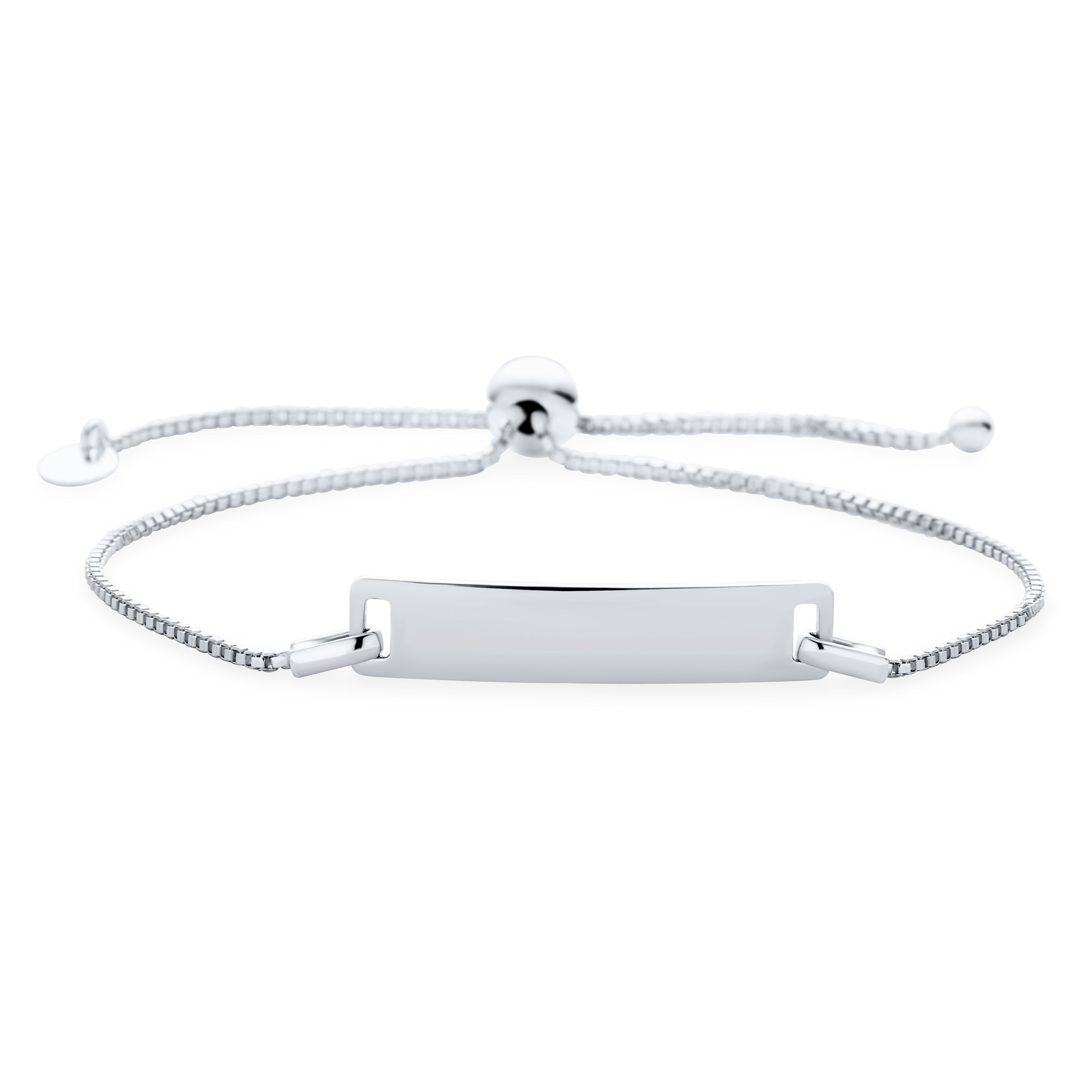 personalized-thin-identification-name-plate-bracelet-srn-s122259b-az-01 Dainty Blank Name Plated Identification ID Bolo Bracelet .925 Sterling Silver 6-7.5" Adjustable - Image 1