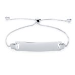 Blank Name Plated Identification ID Bolo Bracelet .925 Sterling Silver 6-7.5" Adjustable