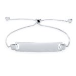 Blank Name Plated Identification ID Bolo Bracelet .925 Sterling Silver 6-7.5" Adjustable