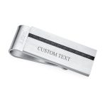 Two Tone Black Weave Inlay Carbon Fiber Money Clip Card Holder for Men - Image 5