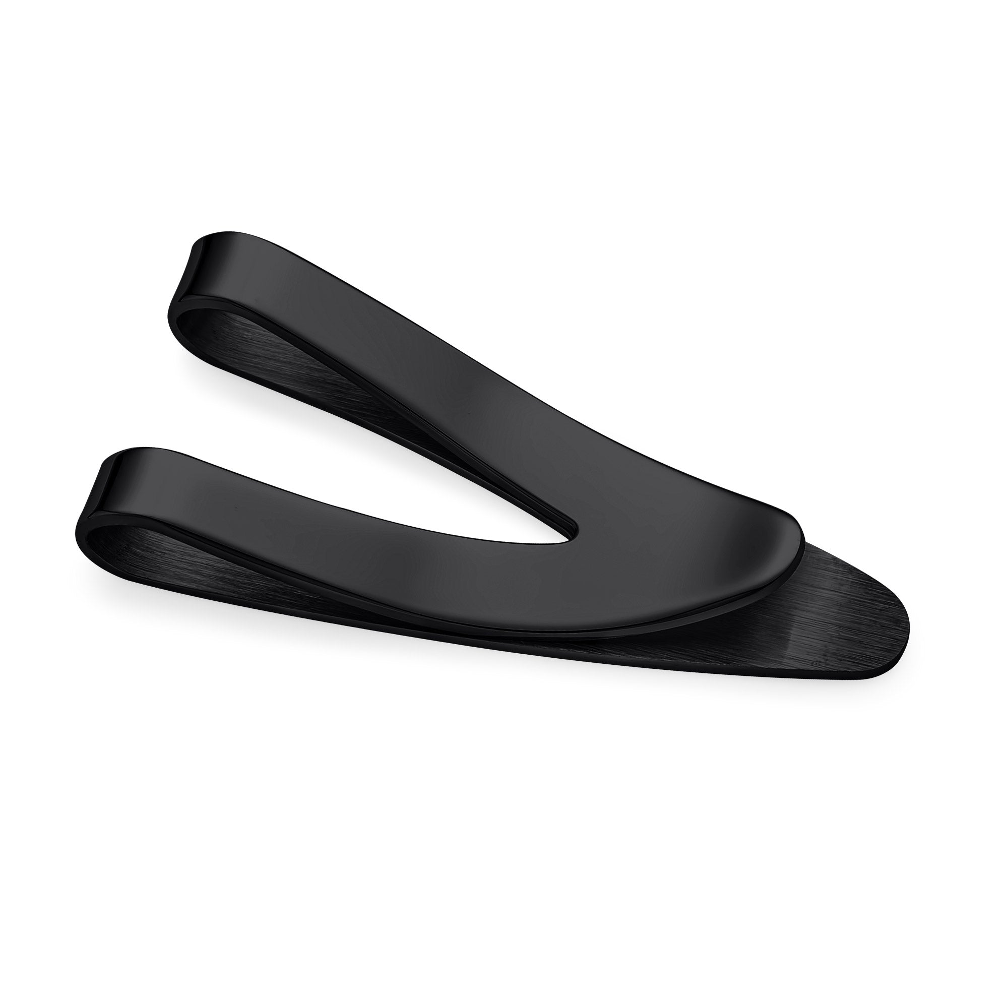 personalized-v-shaped-black-money-clip-cdl-csmc6002blk_01 Dollar Sign Money Clip Card Holder for Men Brushed Silver Stainless Steel - Image 1