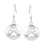 Best Friend Pet Lover Dangle Earrings Paw Print Silver Hooks - Image 2