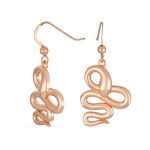 Garden Animal Pet Reptile Snake Dangle Earrings Rose Plated Sterling Silver