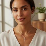 Religious Cross Pendant Necklace Minimalist Simple Tube Style .925 Sterling Silver 1.25" - Image 3