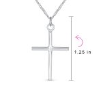 Set of 2 Tube Cross Medium & Large Pendant Necklace Polished Sterling Silver - Image 6