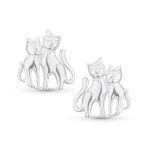 Best Friend Animal Lover Studs Earrings Two Kitten Cat - Image 2