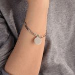 Sterling Silver ID Bracelet Monogram Disc Minimalist Expandable Design - Image 3