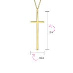 Modern Simple Long Thin Religious Cross Pendant Necklace Gold Plated .925 Sterling Silver - Image 9