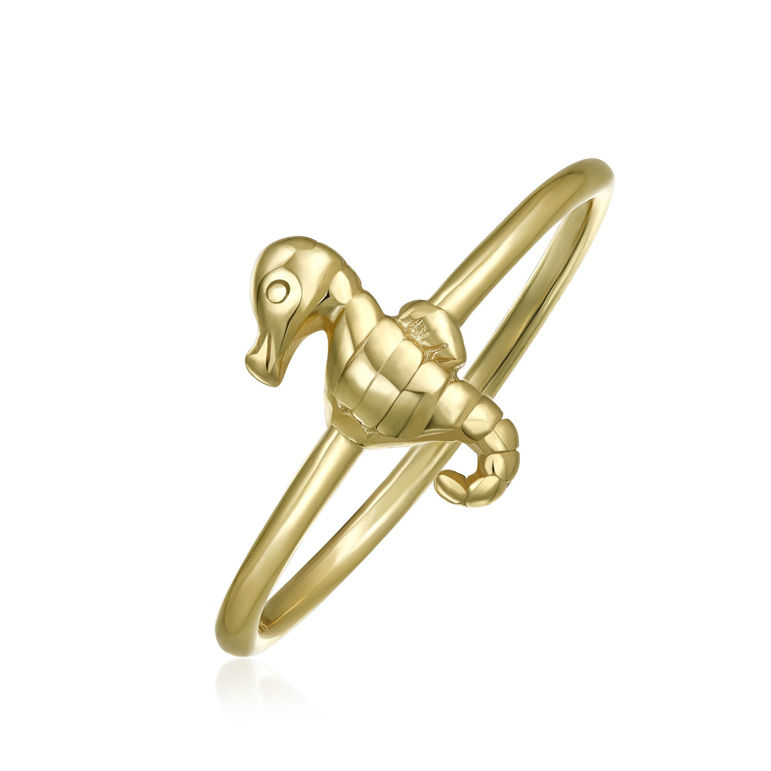 pfs-11-3788-g-az Minimalist Thin 1MM Band Stackable Nautical Seahorse Ring Gold Plated Silver - Image 1