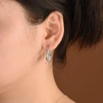 Boho Bali Floral Scroll Filigree Hoop Huggie Earrings Silver - Image 3