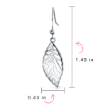 Filigree Leaf Feather Dangle Earrings Sterling Silver 1.5 Inch Western Jewelry - Image 4