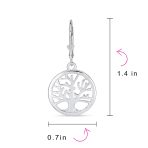 Oval Disc Tree of Life Dangle Earrings 14K Rose Gold Plated Sterling Silver - Image 4