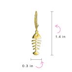 Nautical Fishbone Dangle Earrings Sterling Silver Leverback - Image 8
