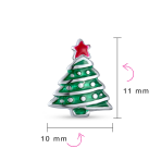 Red Star Enamel & Green Christmas Tree Stud Earrings in Sterling Silver - Image 4