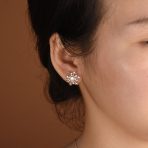 Classic Snowflake Stud Earrings Polished Sterling Silver for Christmas Parties - Image 3