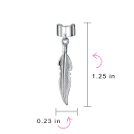 Feather Ear Lobe Earrings Dangling Leaf Cartilage Cuff Earrings .925 Sterling Silver - Image 4