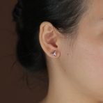 Hawaiian Shark Tooth Stud Earrings in Sterling Silver with Hammered Texture - Image 3