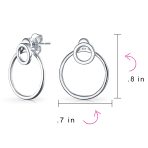 Minimalist Geometric Hoop Huggie Earrings Sterling Silver 1.75 Inch Diameter - Image 4