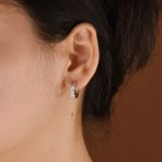 Elegant CZ Hoop Earrings Criss Cross OXOX Huggie Sterling Silver for Men - Image 3