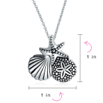 Nautical Sand Dollar Starfish Seashell Necklace & Earrings Set Sterling Silver - Image 4