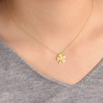 Celtic Shamrock Good Luck Charm Clover Pendant Necklace 14K Gold Plated Silver - Image 6