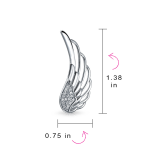 Spiritual Guardian Angel Wing Ear Pin Crawler Climber Earrings Pave CZ Accent .925 Sterling Silver - Image 4