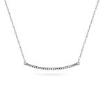 Minimalist Modern CZ Bar Sideways Pendant Necklace in Sterling Silver - Image 2