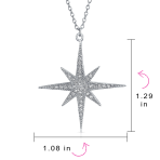 Celestial Pave Cubic Zirconia CZ North Star Burst Pendant Necklace .925 Sterling Silver - Image 4