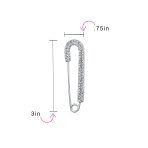Set of 2 Crystal Candy Cane Safety Pin Brooch Pin Gold Silver Plated 2 Inch - Image 5