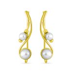 White Freshwater Pearl Ear Cuff Cartilage Climbers 14K Gold Plated Sterling Silver - Image 3