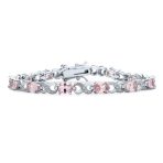Green Red Oval CZ Tennis Bracelet in Silver Plated Finish - Image 7