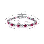 Green Red Oval CZ Tennis Bracelet in Silver Plated Finish - Image 26