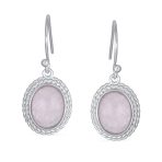 Quartz Onyx Turquoise Milgrain Cable Edge Oval Drop Earrings Sterling Silver - Image 4