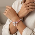 Empowerment Pink Ribbon Charm Bracelet - Genuine Leather Silver Clasp 6-8 Inch - Image 2
