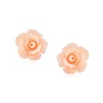 Romantic 3D Carved Flower Pink Peach Rose Stud Earrings Lightweight 10MM - Image 20