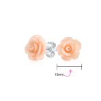 Romantic 3D Carved Flower Pink Peach Rose Stud Earrings Lightweight 10MM - Image 46