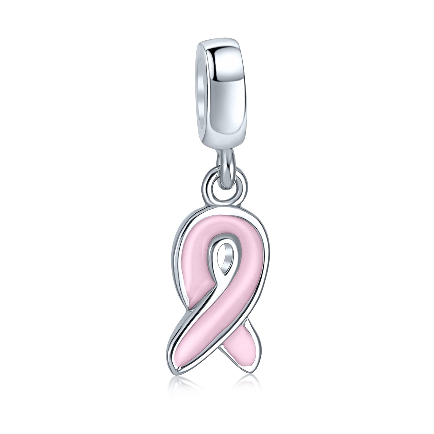 pink-charm-cancer-ribbon-breast-pbx-hsd-120-az_1 Radiant Pink Ribbon Hope Dangle Charm Bead Sterling Silver for Bracelets - Image 1