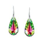 Crystal Blue Green Teardrop Dangle Earrings Prom 925 Sterling Silver - Image 4