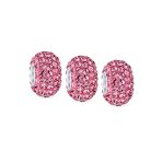 Set of 3 Solid Lilac Pink Pave Crystal Bead Charm Sterling Silver Core - Image 2