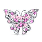 Large Crystal Filigree Butterfly Brooch Pin Fashion Statement Silver Plated - Image 3